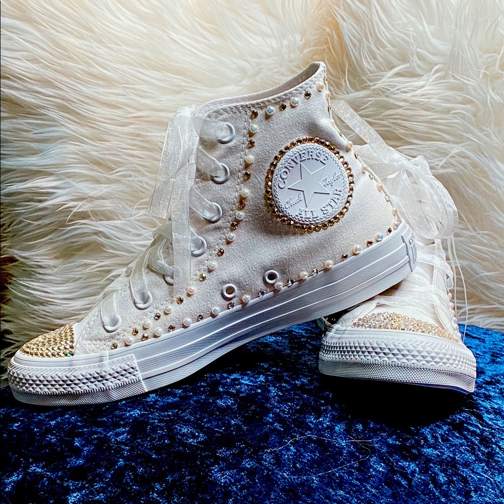All white bridal converse